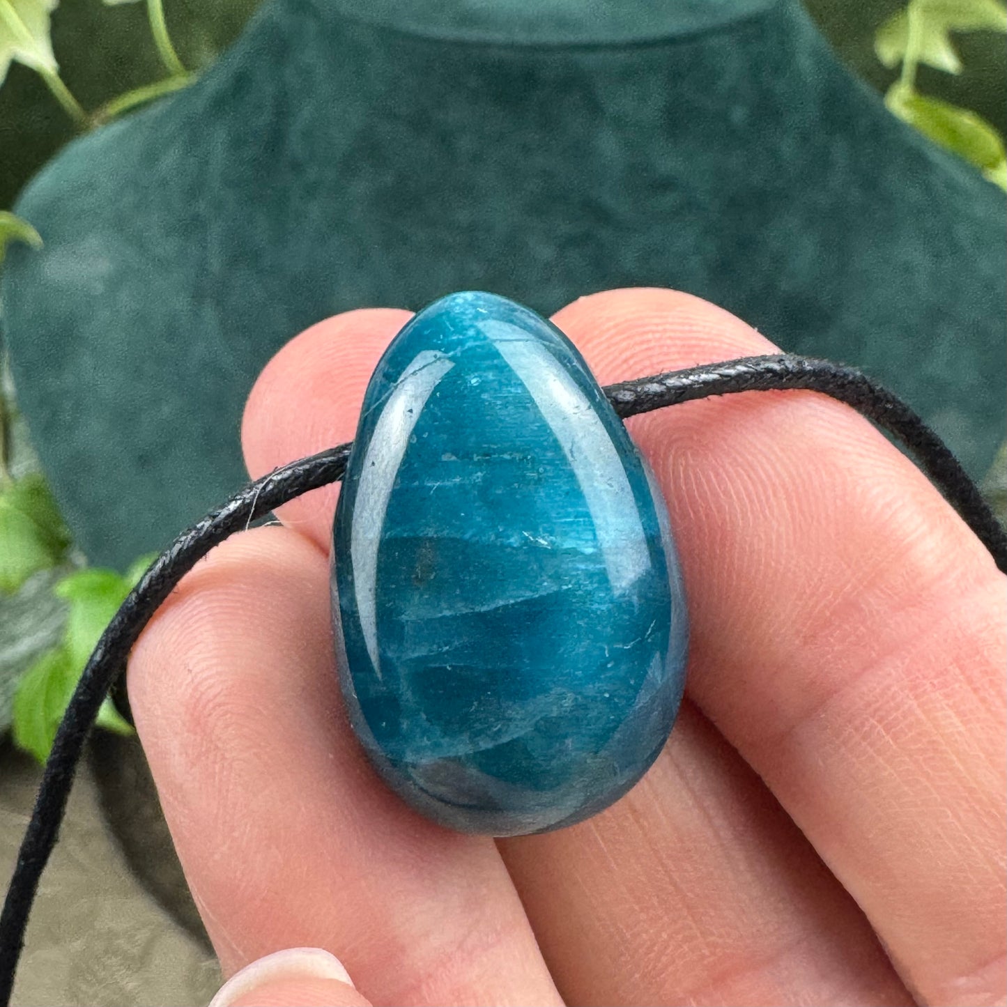 Blue Apatite Tumblestone Crystal Necklace