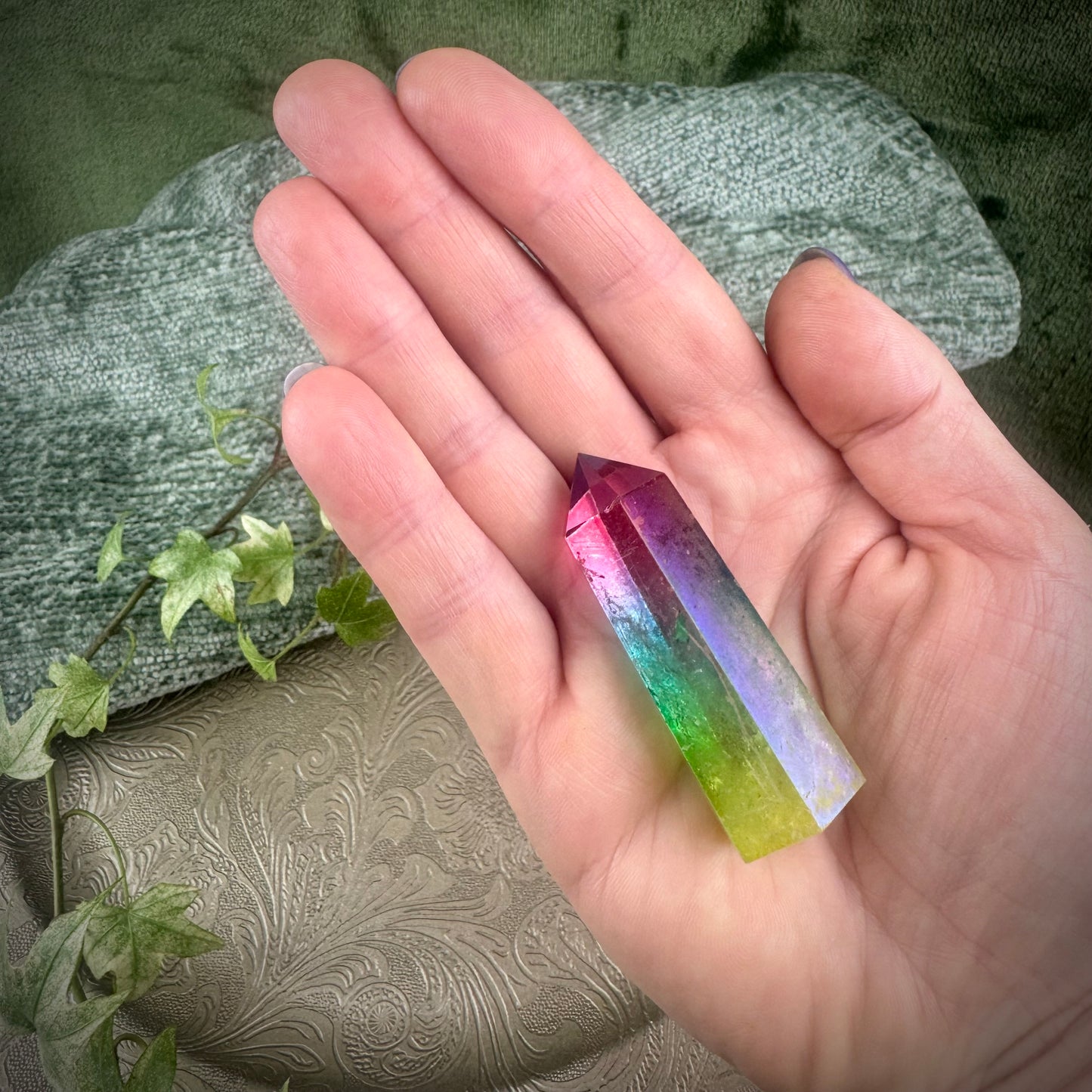 Rainbow Aura Quartz Point