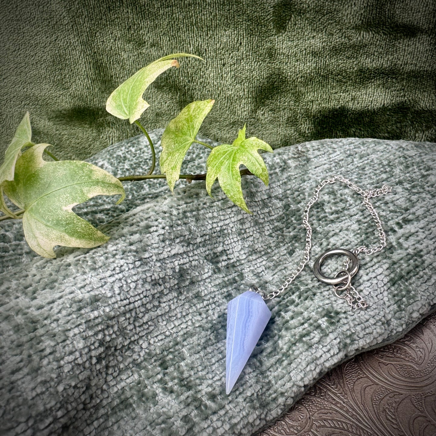 Faceted Blue Lace Agate Pendulum