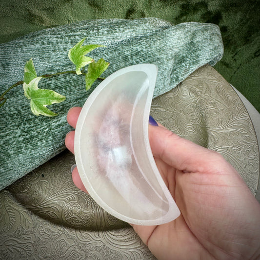 Selenite Half Moon Bowl