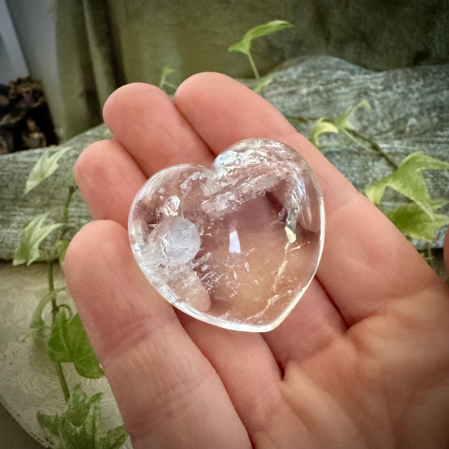 Clear Quartz Puff Heart