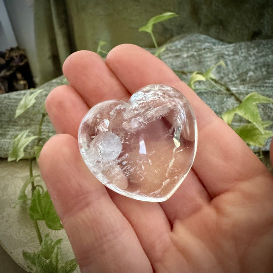Clear Quartz Puff Heart