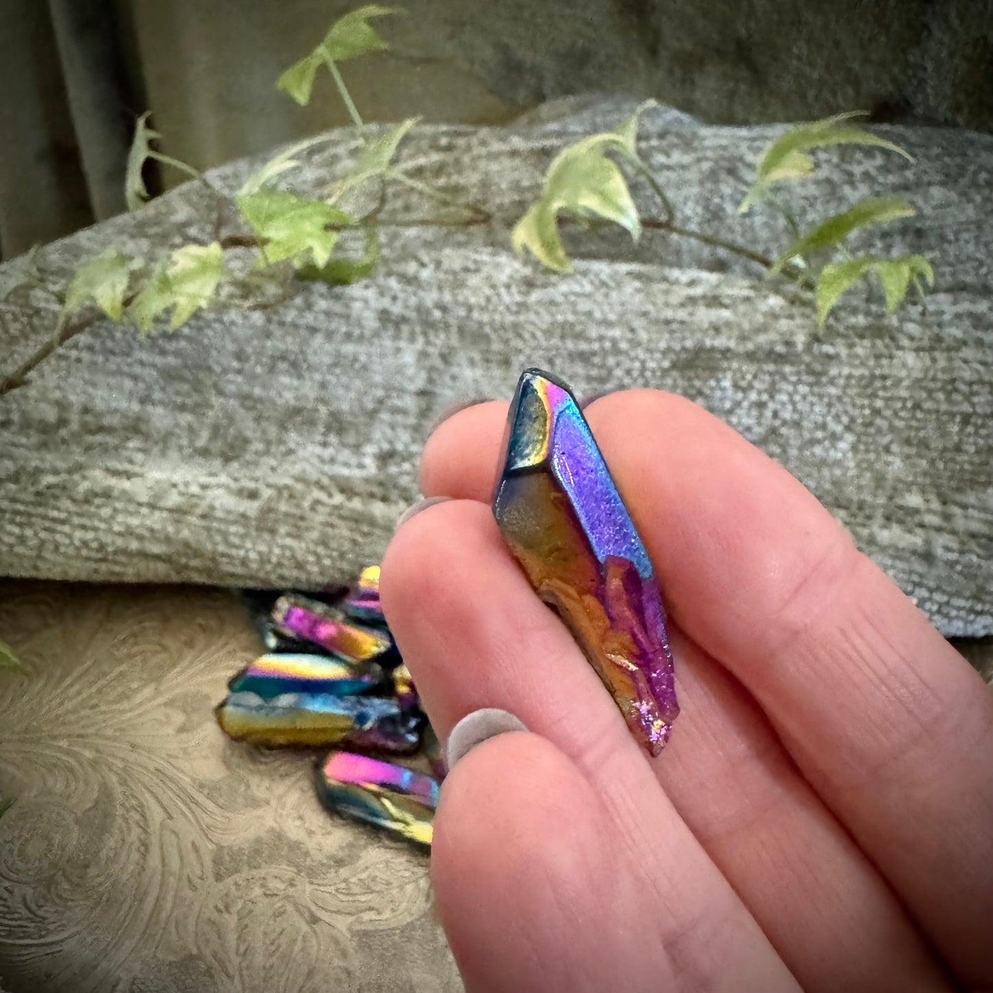 Titanium Quartz (Flame Aura Quartz/Rainbow Aura Quartz) Small Points