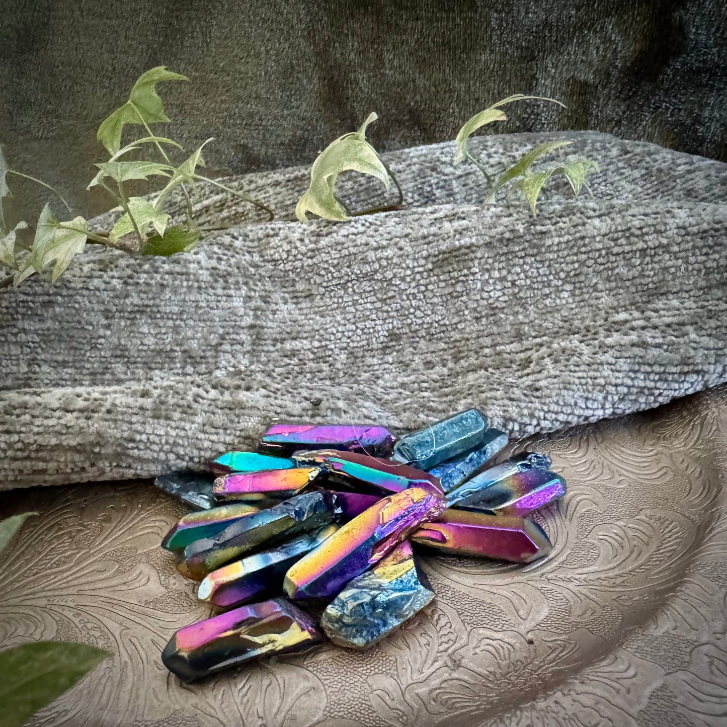 Titanium Quartz  (Flame Aura Quartz/Rainbow Aura Quartz) Small Points