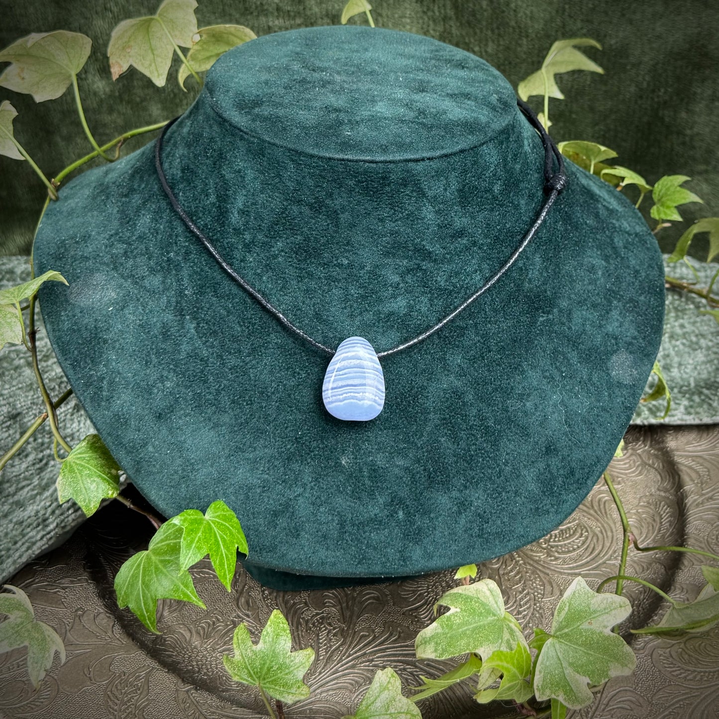 Blue Lace Agate Tumblestone Crystal Necklace – AA Quality