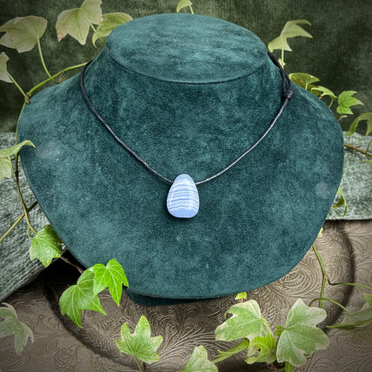Blue Lace Agate Tumblestone Crystal Necklace – AA Quality