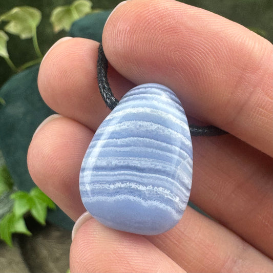 Blue Lace Agate Tumblestone Crystal Necklace – AA Quality