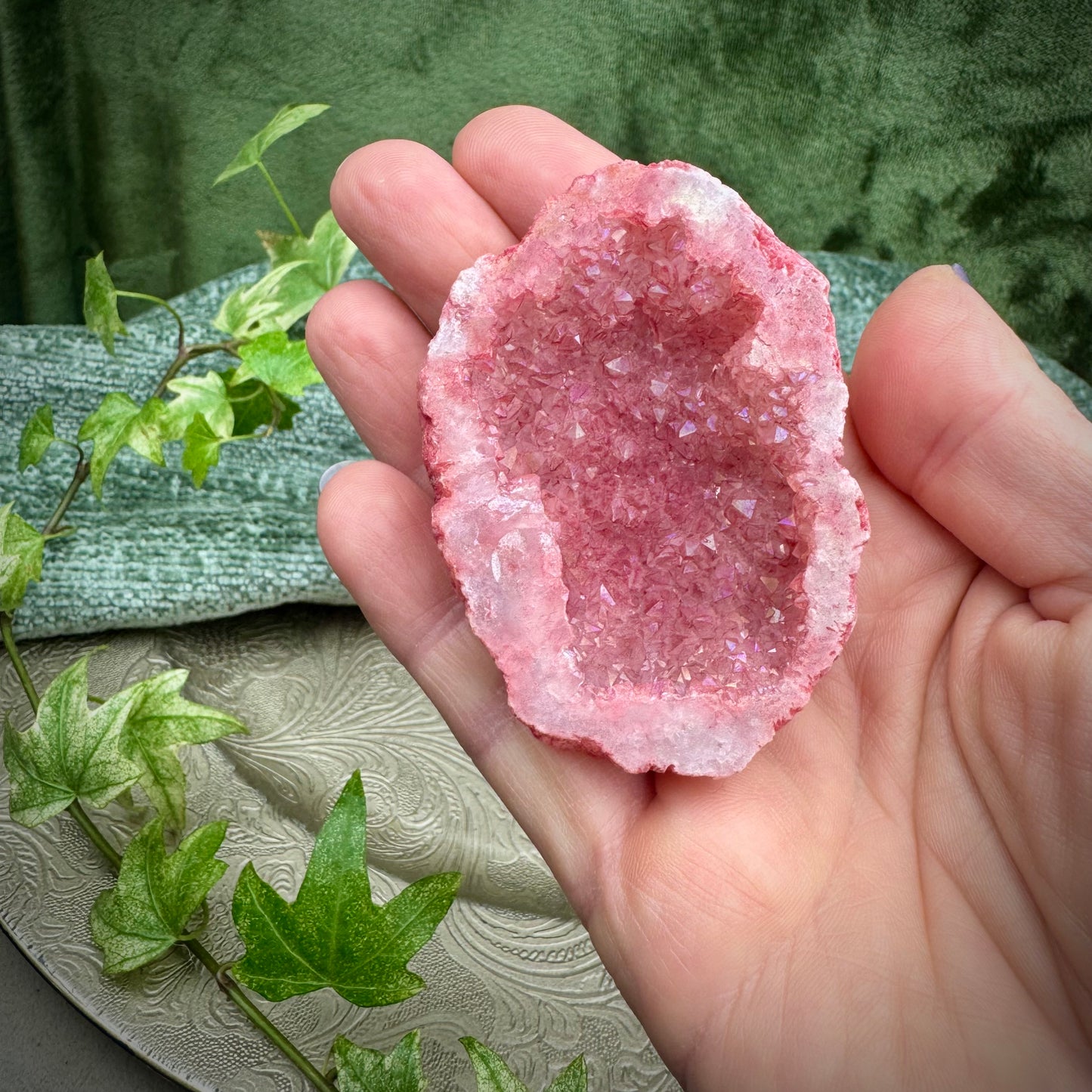 Rose Aura Quartz Geode