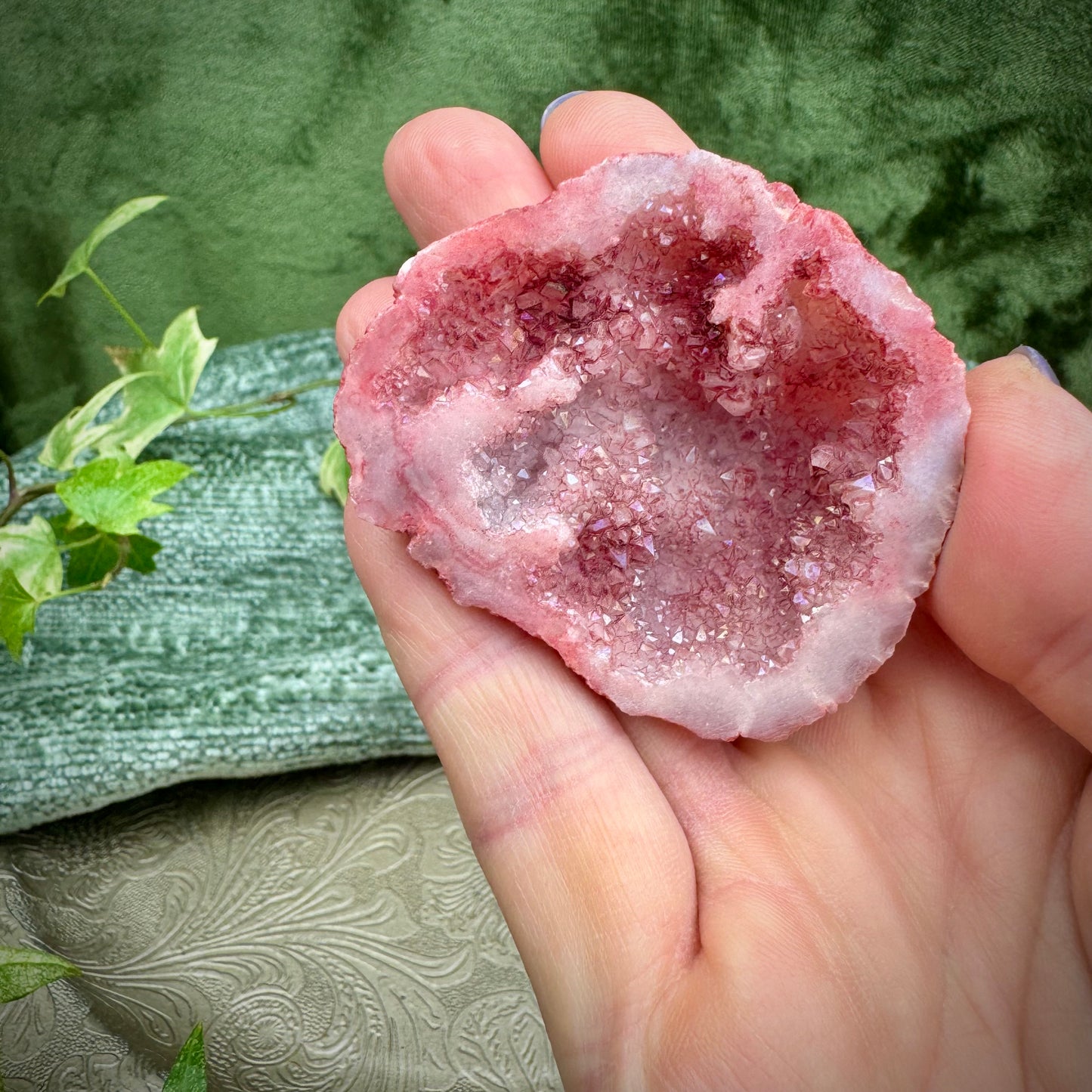 Rose Aura Quartz Geode