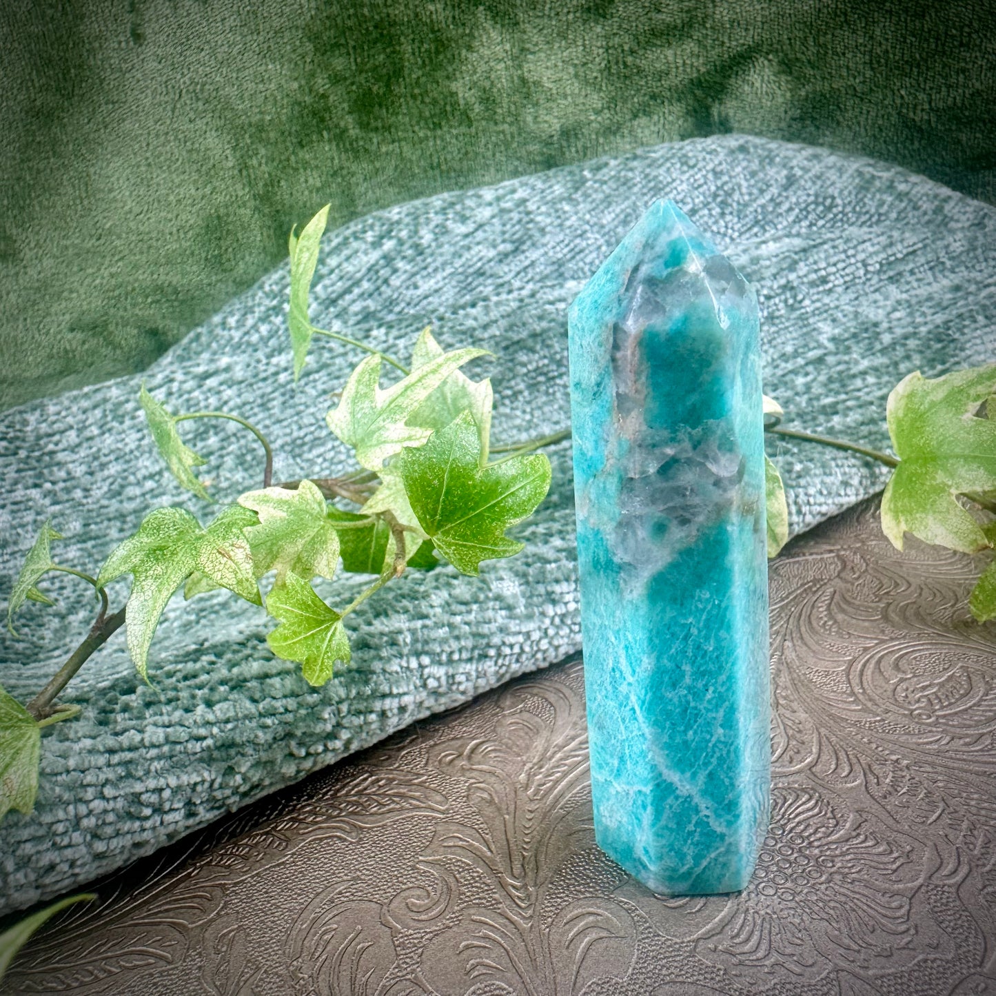 Amazonite with Smokey Quartz Point