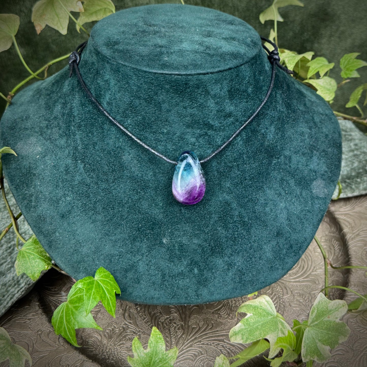 Rainbow Fluorite Tumblestone Crystal Necklace