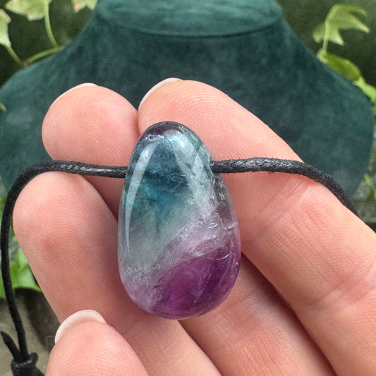 Rainbow Fluorite Tumblestone Crystal Necklace