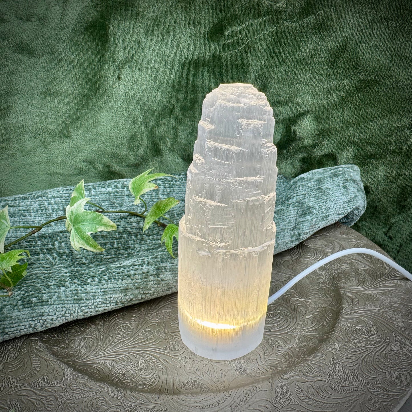 Selenite USB LED Mountain Lamp