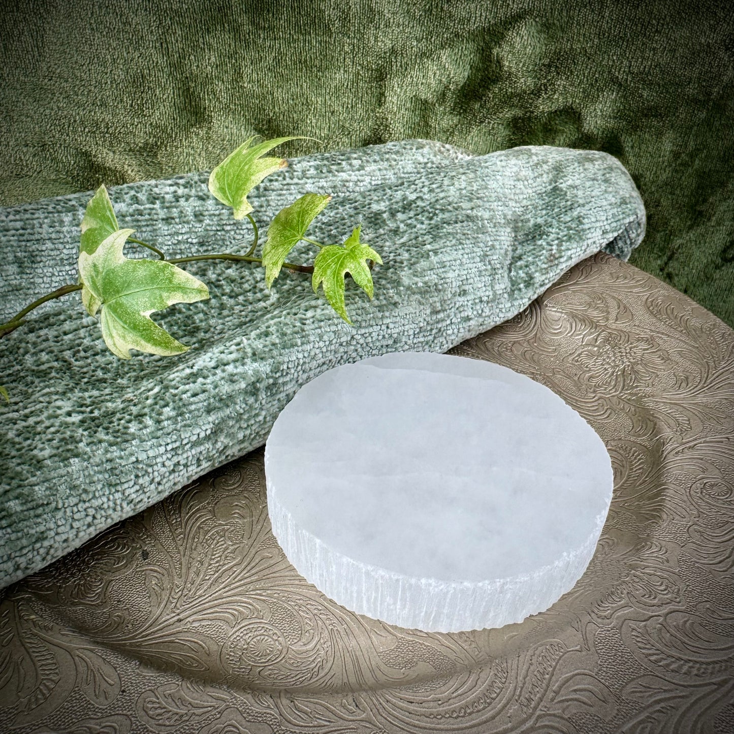 Selenite Round Plate