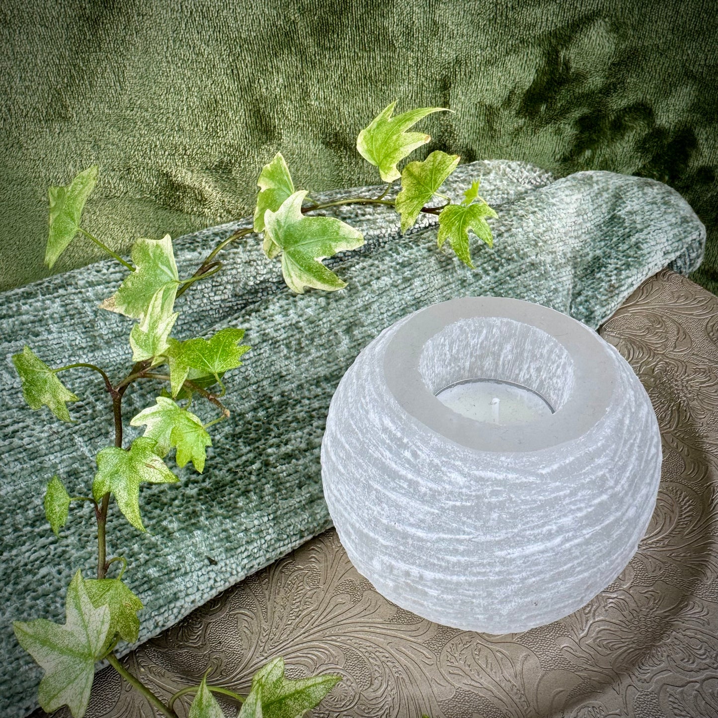 Selenite Snowball Tealight Holder
