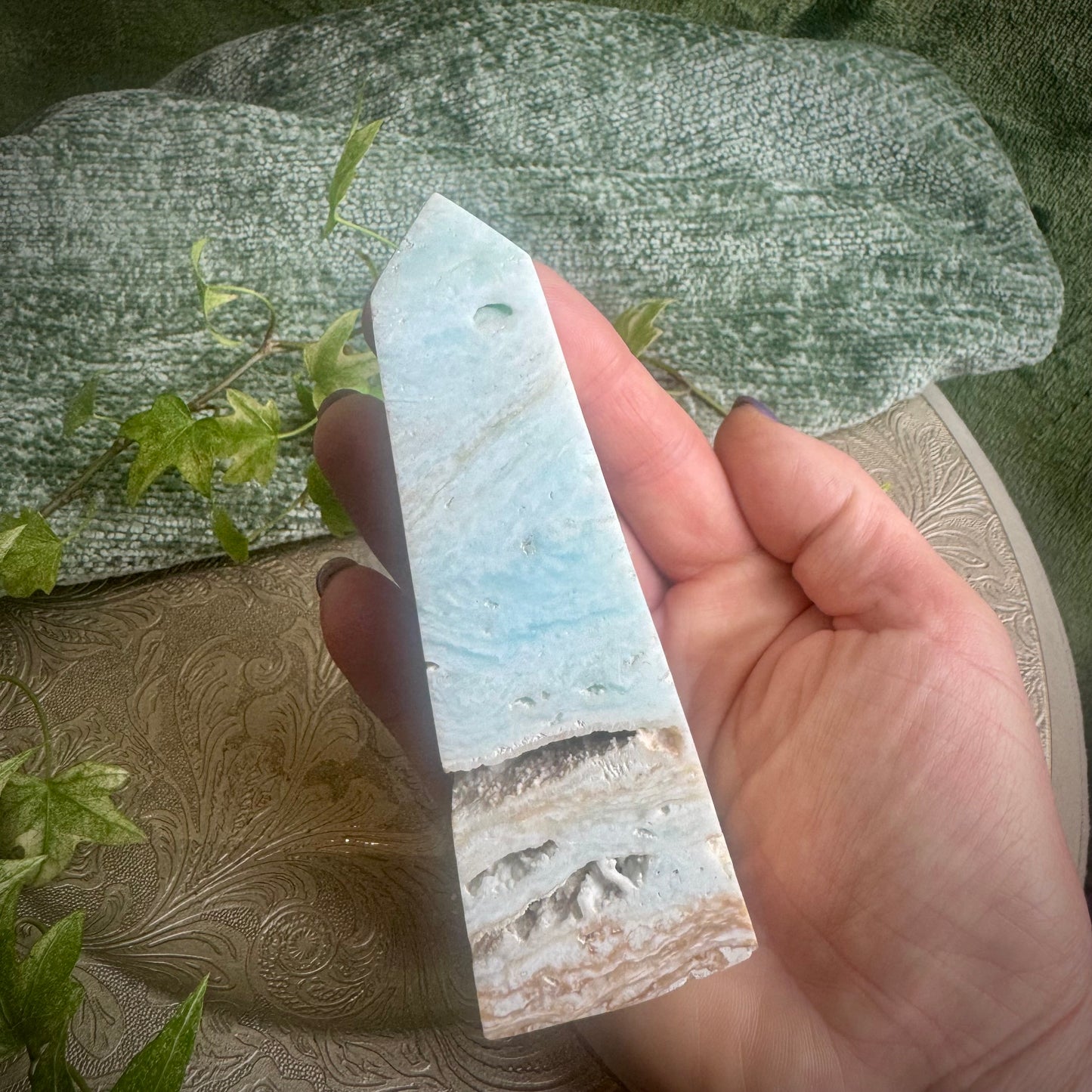 Caribbean Calcite ( Blue Aragonite ) Obelisk