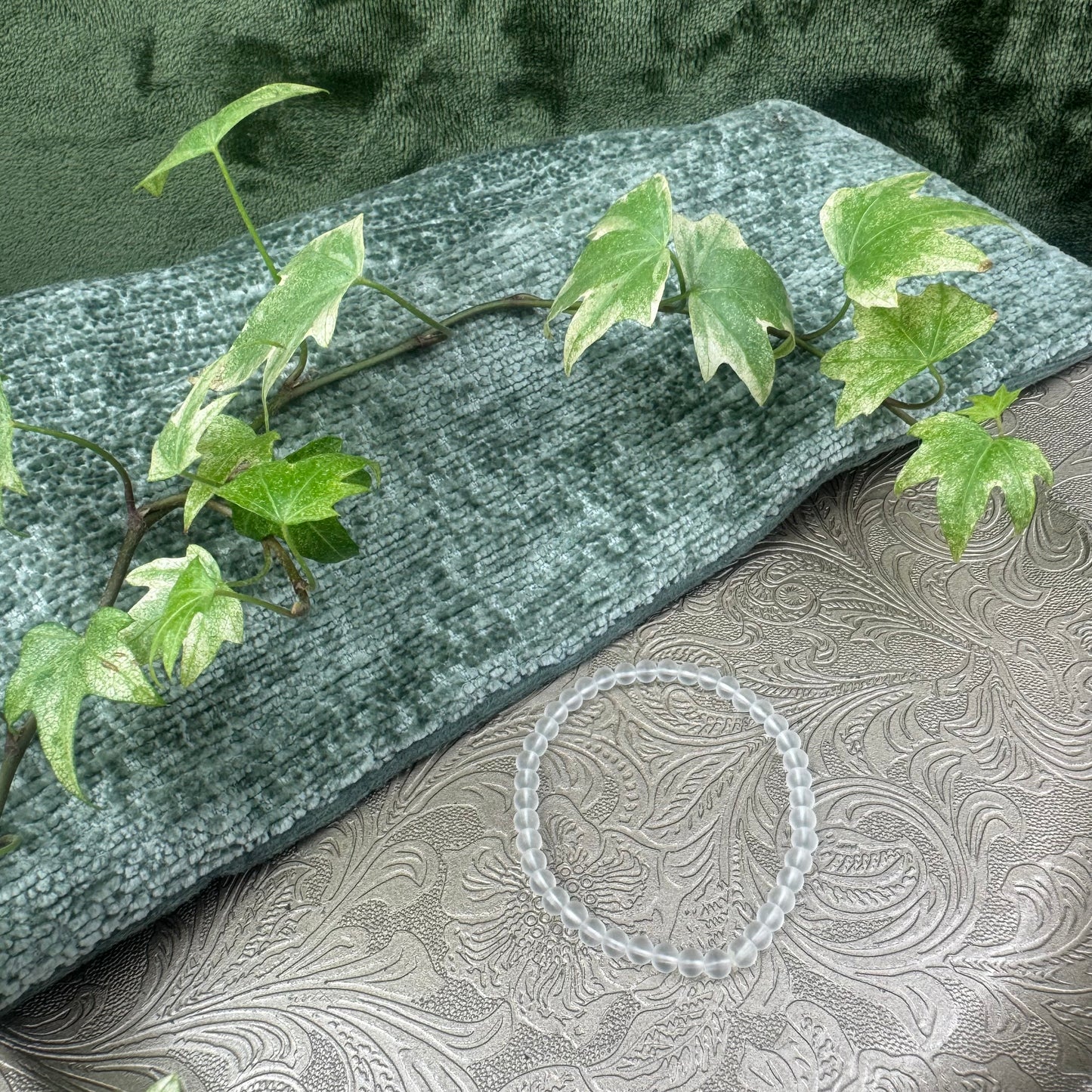 Frosted Clear Quartz Power Bracelet