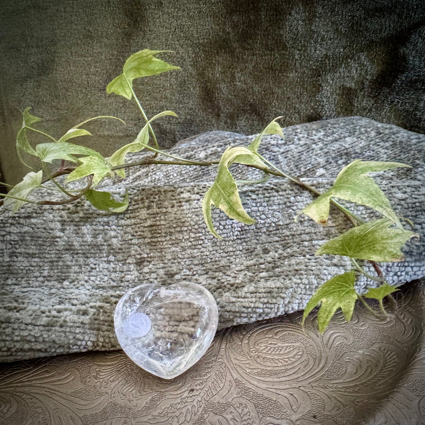 Clear Quartz Puff Heart