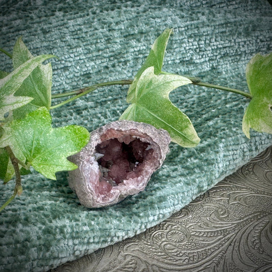 Pink Amethyst and Dogtooth Calcite Geode