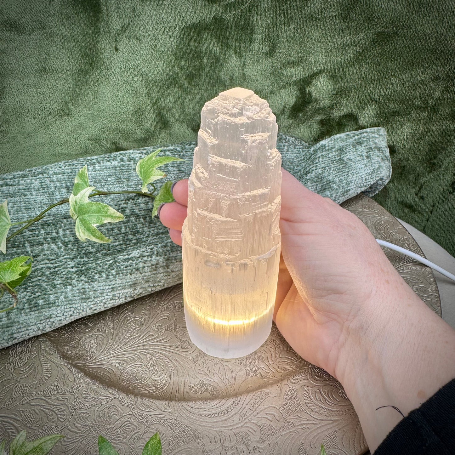 Selenite USB LED Mountain Lamp