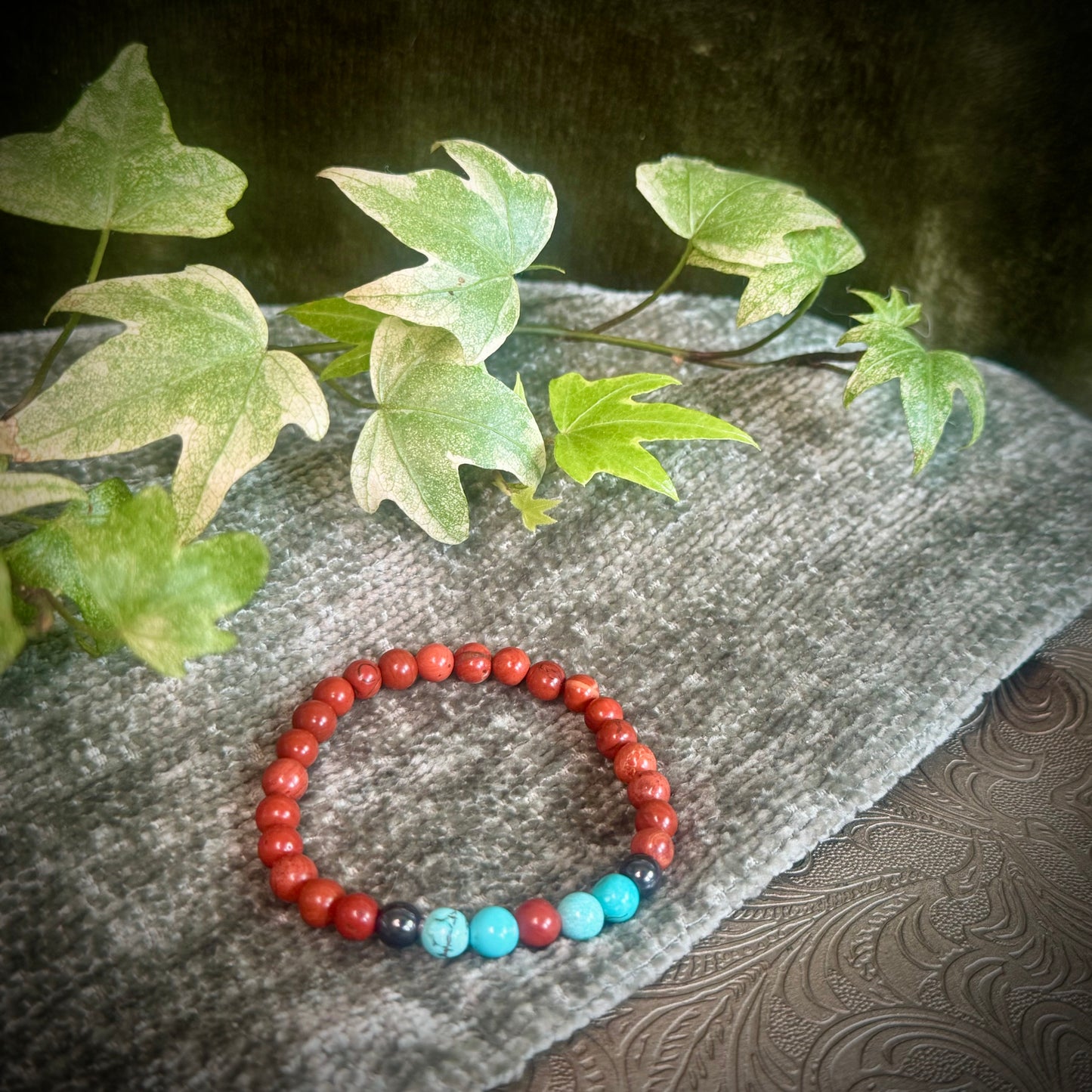 Red Jasper, Turquoise & Hematite Power Bracelet (6mm)