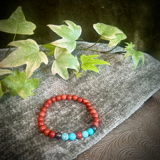 Red Jasper, Turquoise & Hematite Power Bracelet (6mm)