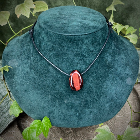 Red Tiger's Eye Tumblestone Crystal Necklace